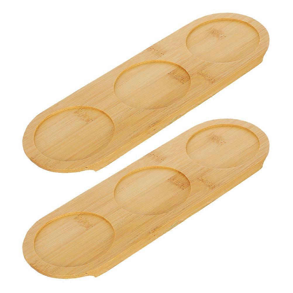 Bamboo Drink Coaster for Storage 2Pcs Stable Support Holder Tray