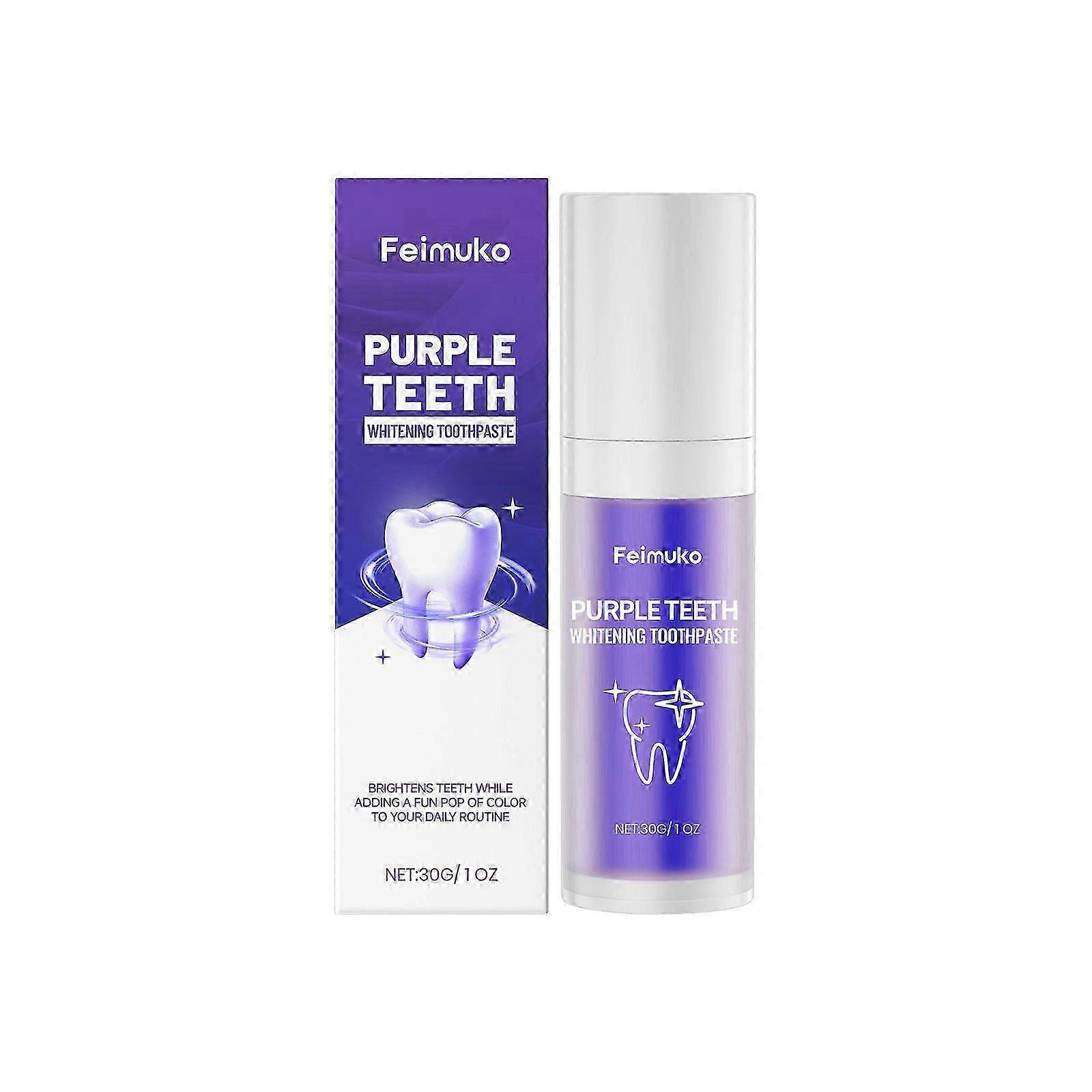 Purple Toothpaste for Teeth Whitening, Color Correcting Purple Whitening Toothpaste for Yellow Teeth, Gentle Stain Remover, Brighten & Refresh Your Sm