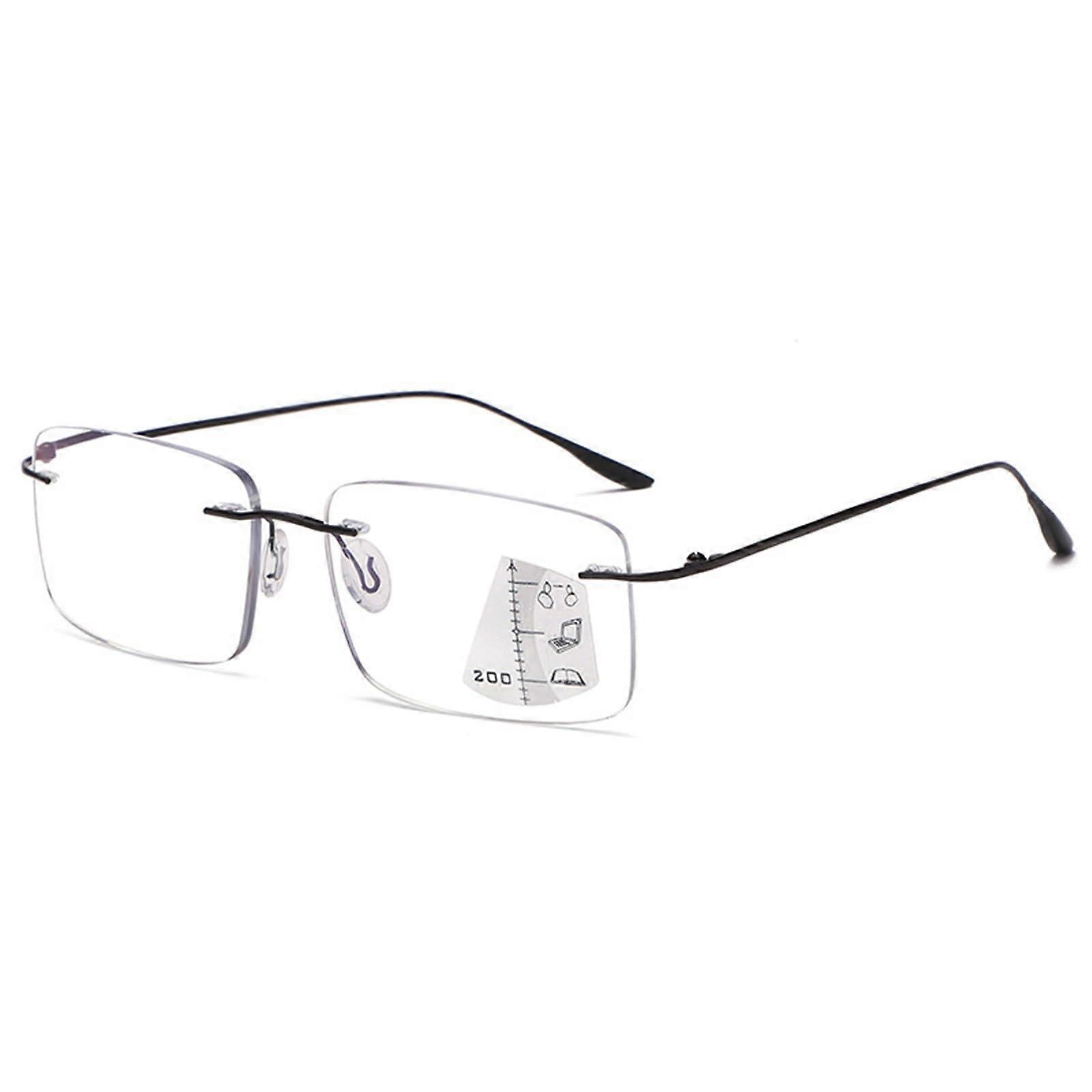 Rimless Progressive Multifocus Blue Light Blocking Reading Glasses For Men, Anti Glare Computer Readers, Size 1.0x