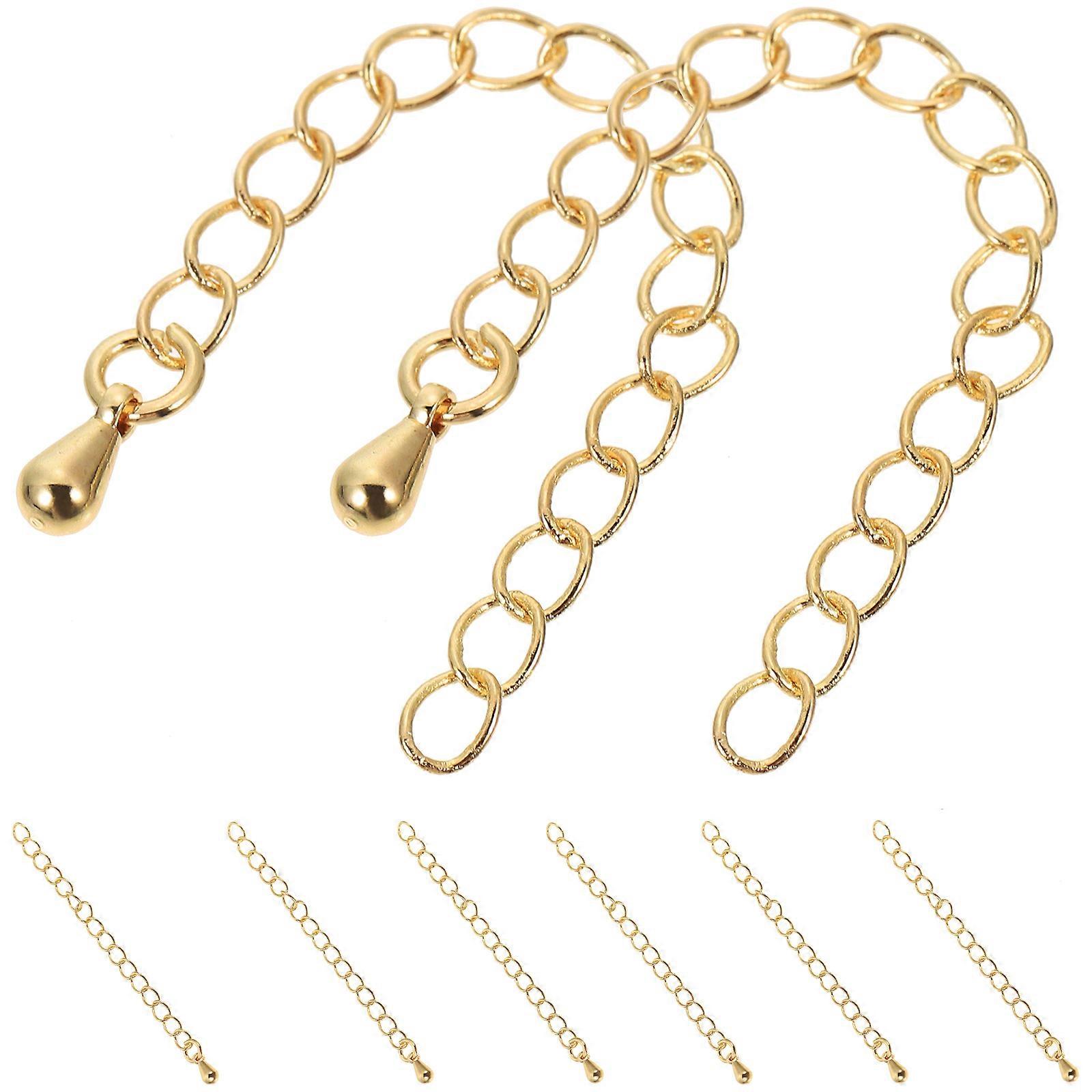Golden Bracelet Extender Chains for Jewelry Extension 16Pcs Pack