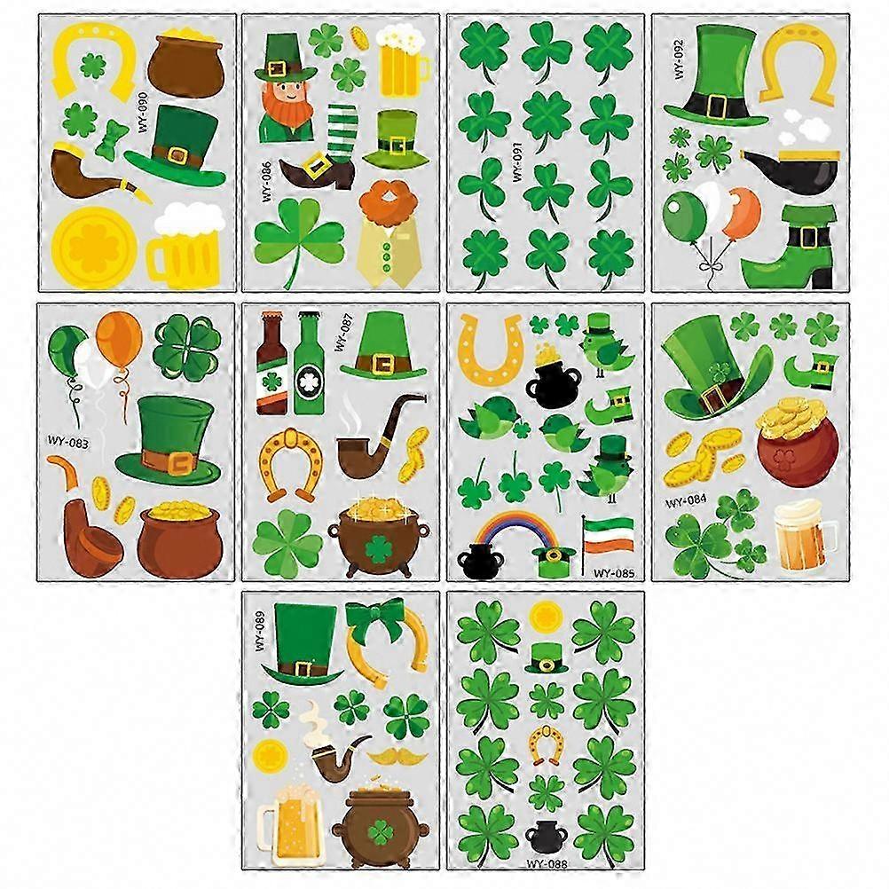 10pcs Saint Patrick's Day Temporary Stickers for Green Party