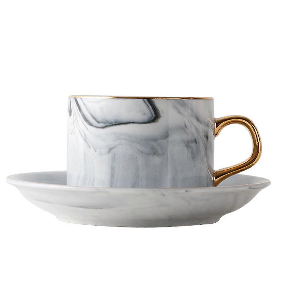Ceramic Coffee Mug with Saucer for Tea Drinking 2Sets Grey Classic