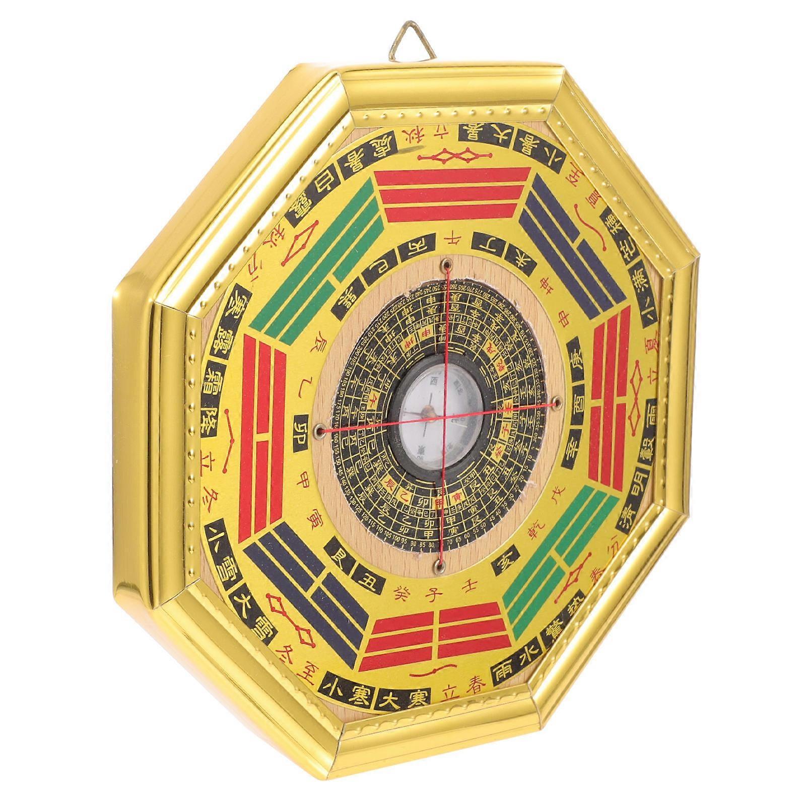 Decorative Nautical Compass Round Home Decoration Vintage Chinese Style Multi Density Board Gold Foil Functioned 1Set
