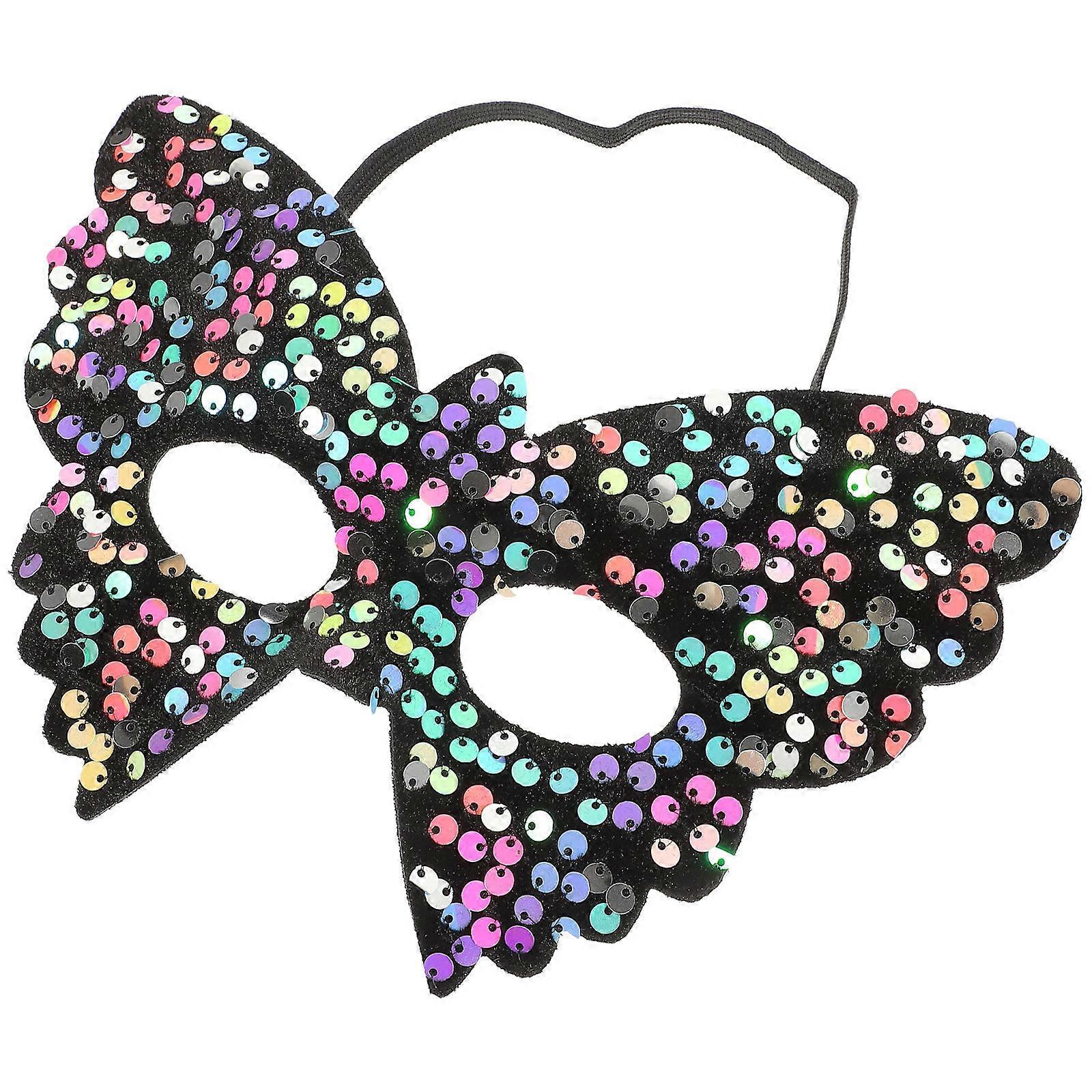 Multi Colored Sequin Mask For Costume Wearers Decorative Face Covering 19.5X13.5CM Butterfly Shape 3Pcs