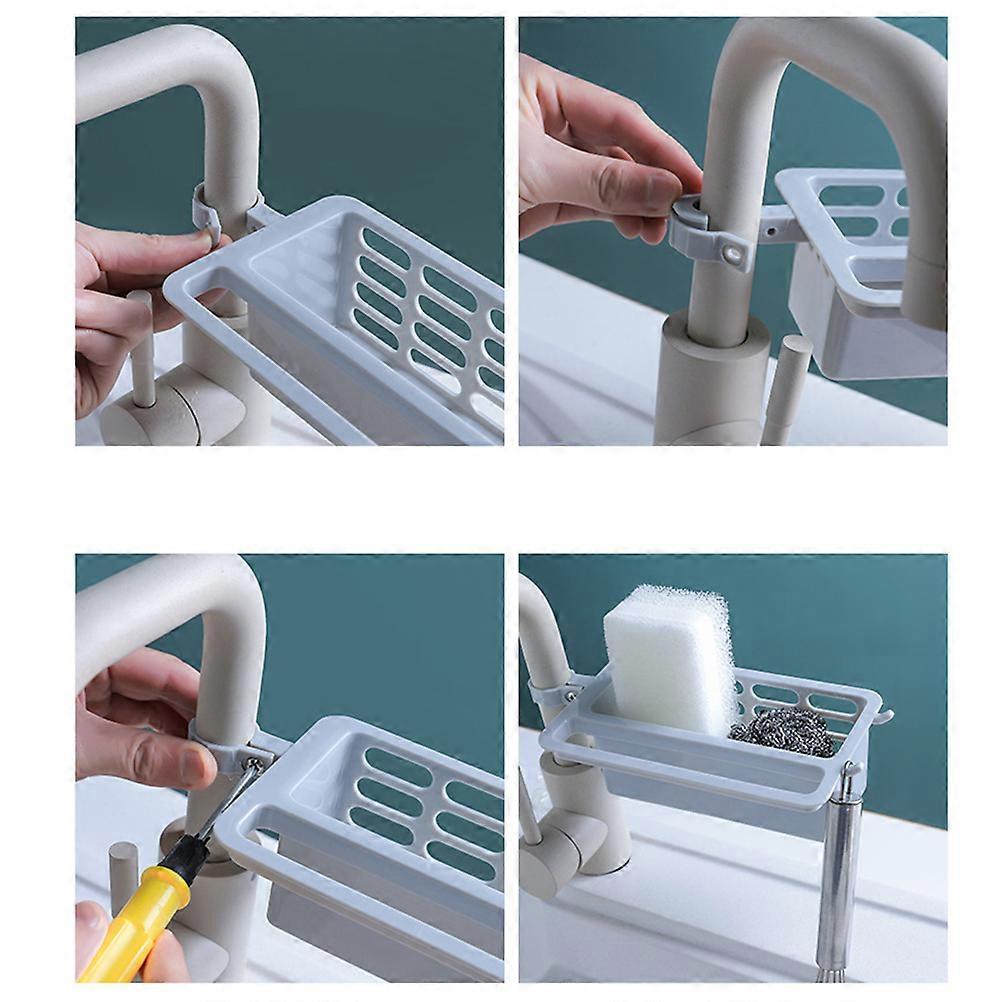 Dish Rag Holder Kitchen Sink Storage Solutions Grey Rectangular Shape Efficient Drying Design 1Pcs