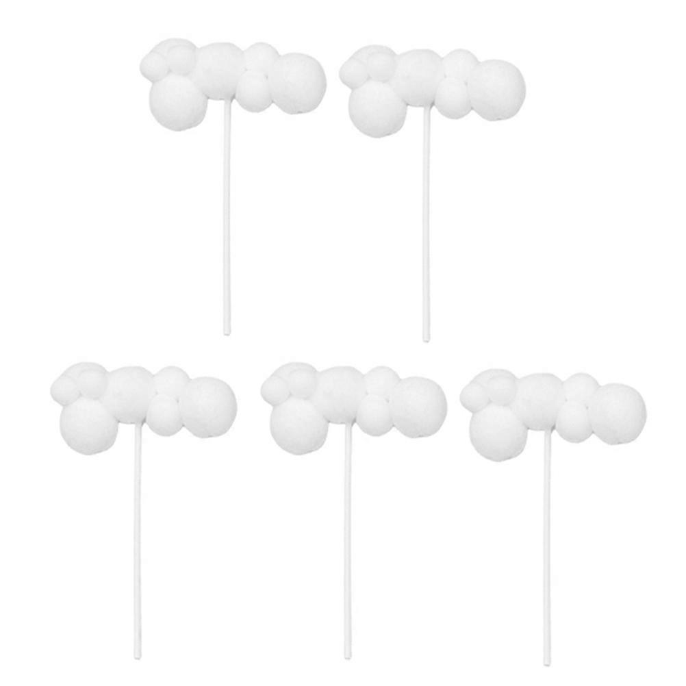 Party Cupcake Decor Woolen Yarn Ball Cloud Cake Picks 15Pcs White