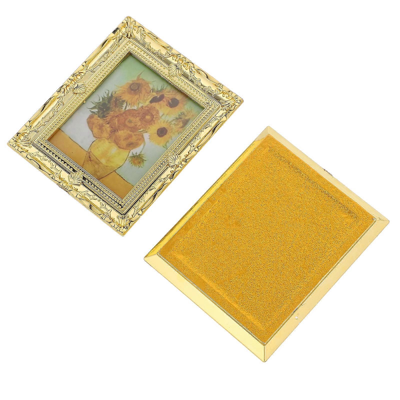Mini House Decorative Props Featuring Rectangular Miniature Framed Paintings For Art Enthusiasts Assorted Color 2Pcs
