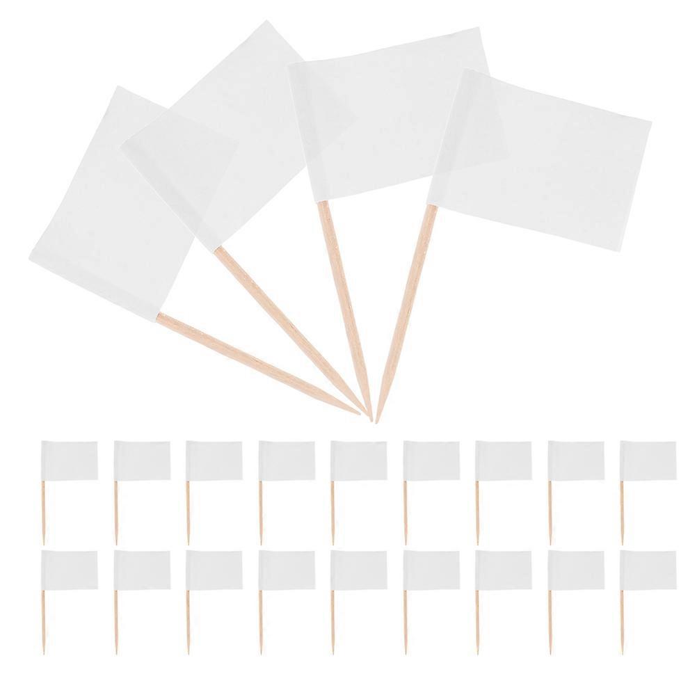 Cupcake Topper Flags Blank Toothpick Flags for Food 600Pcs White