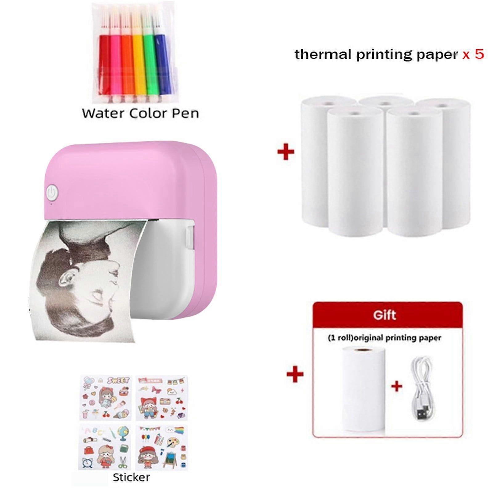 Mini Portable Wireless Bluetooth Thermal Printer HD for Android and iOS to Print Question Banks, Photos and Labels Pink