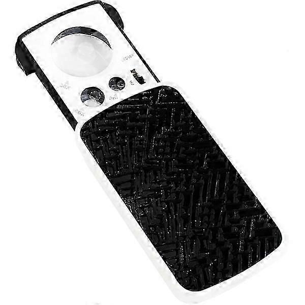 Pocket Magnifier with LED Light - 30 X 60 X 90 X - Small Black Reading Magnifier for Seniors - Reading Magnifier with Light