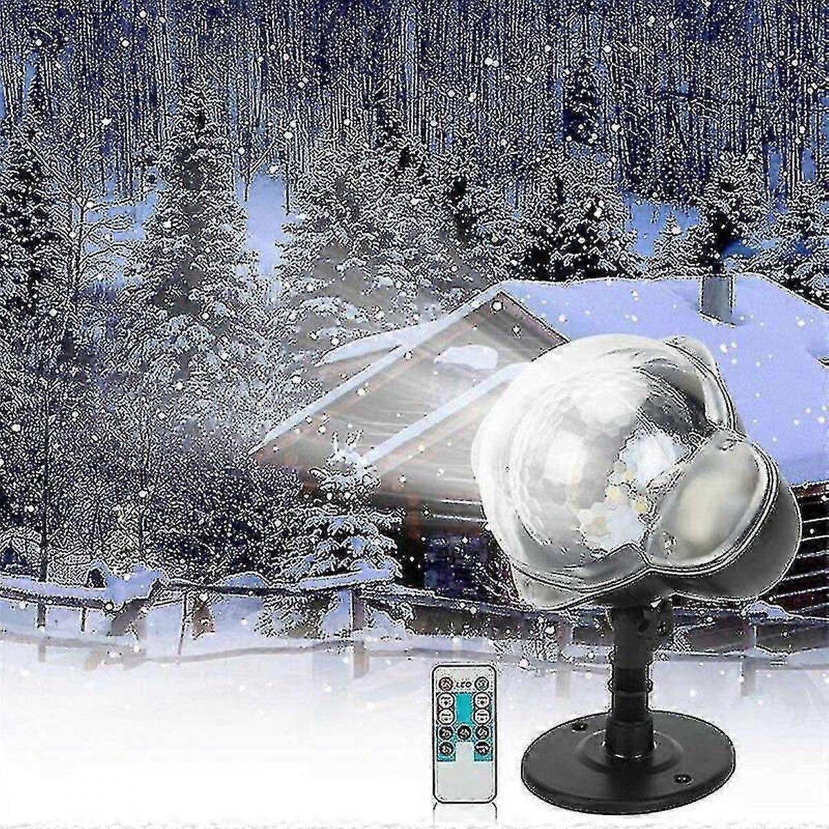 Snowfall Led Projector Light,lights With Rotating Remote Control Waterproof Landscape Snowflake Decorative Lighting For Party