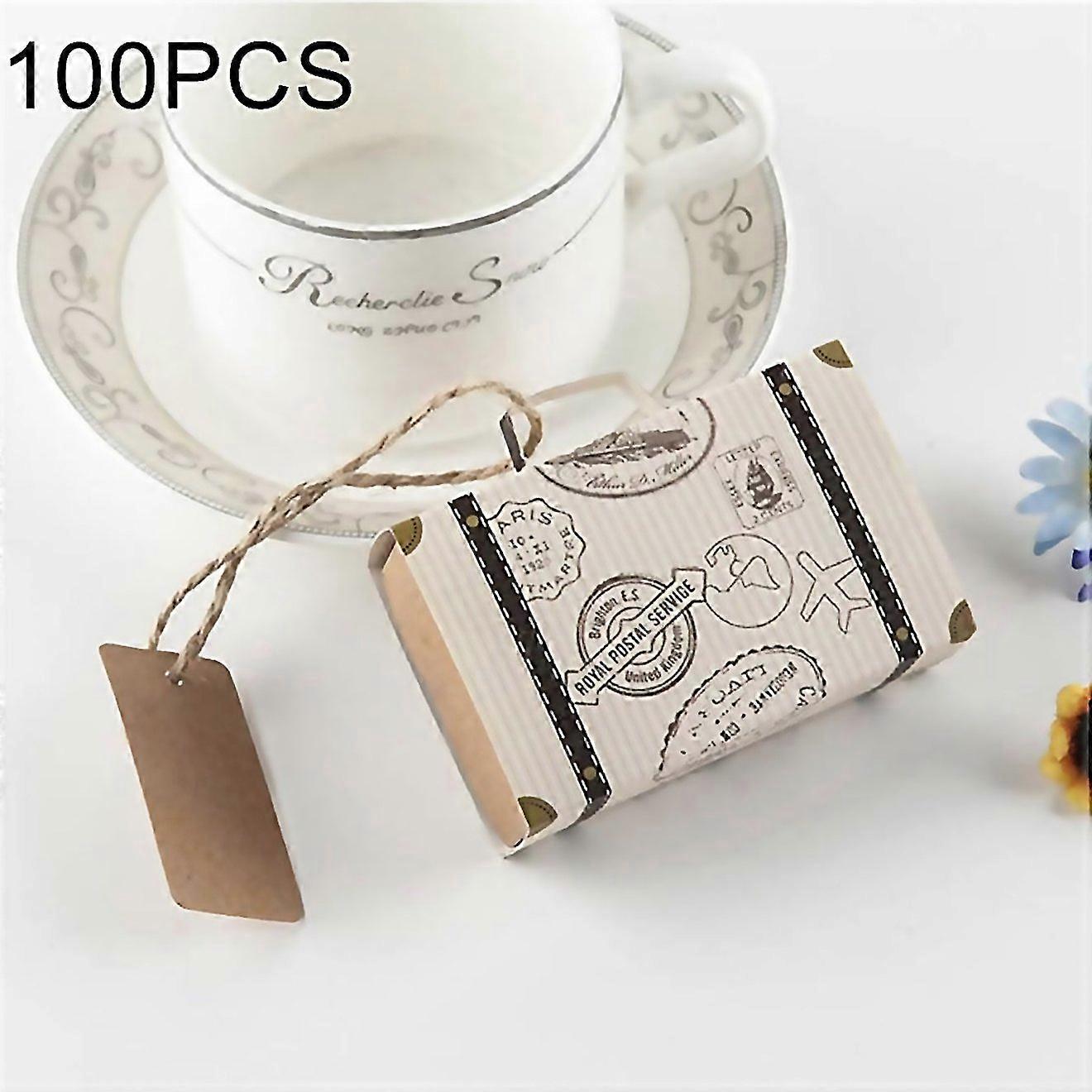 For 100 Pcs Compatibleity Wedding Mini Suitcase Sugar Box Size 8525cm