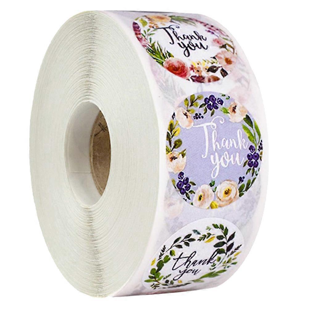 Sealing Sticker Flower Pattern Round for Decoration 2 Rolls 500Pcs