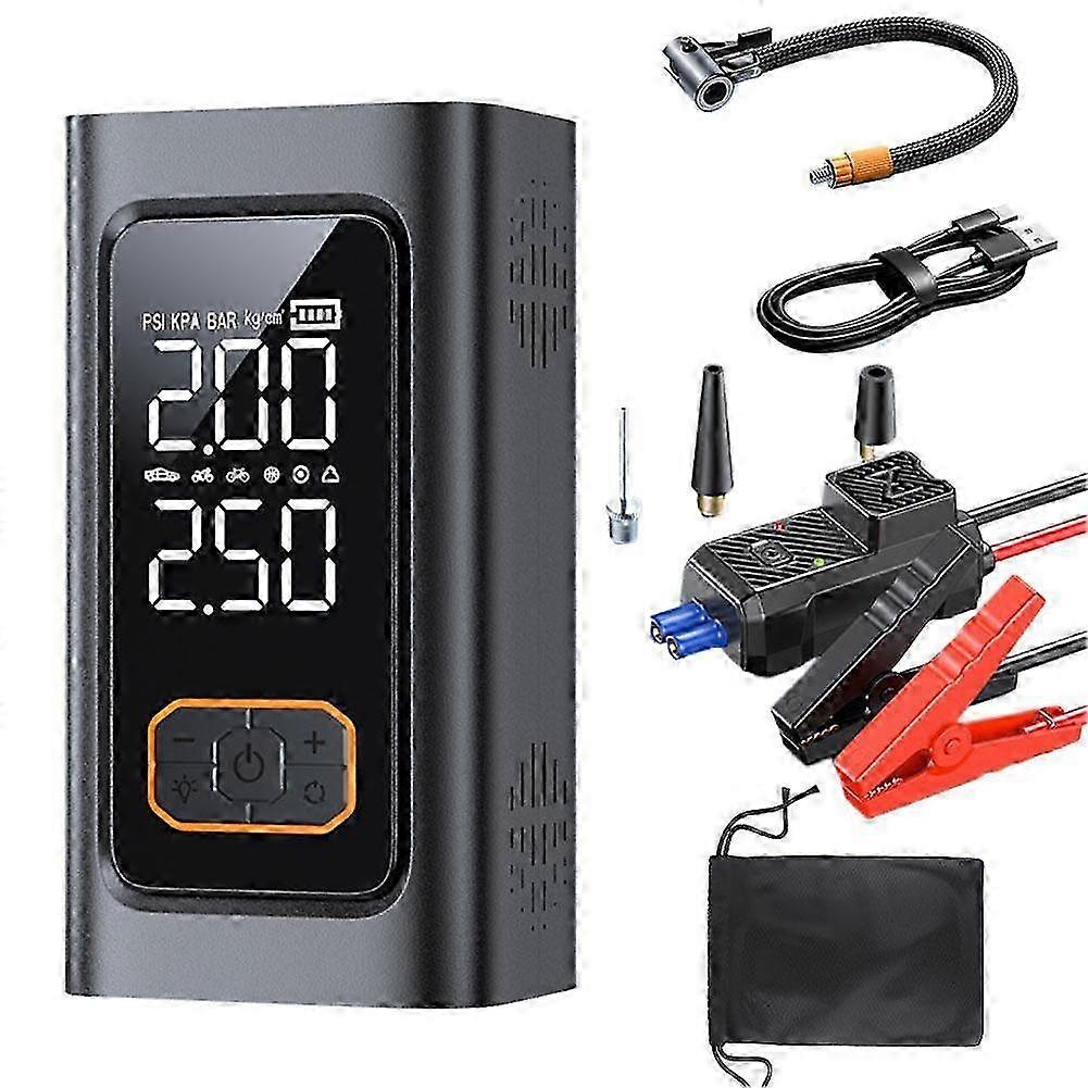 25-26 Portable 6000A 4 In 1 Car Jump Starter Power Bank With Air Compressor