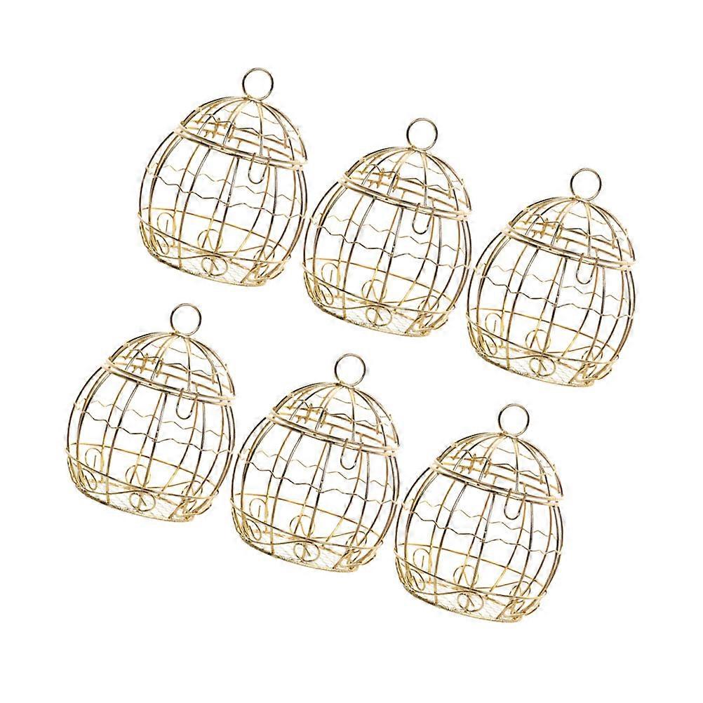 Candy Container Birdcage Shape Tinplate Box for Storage 36Pcs Golden