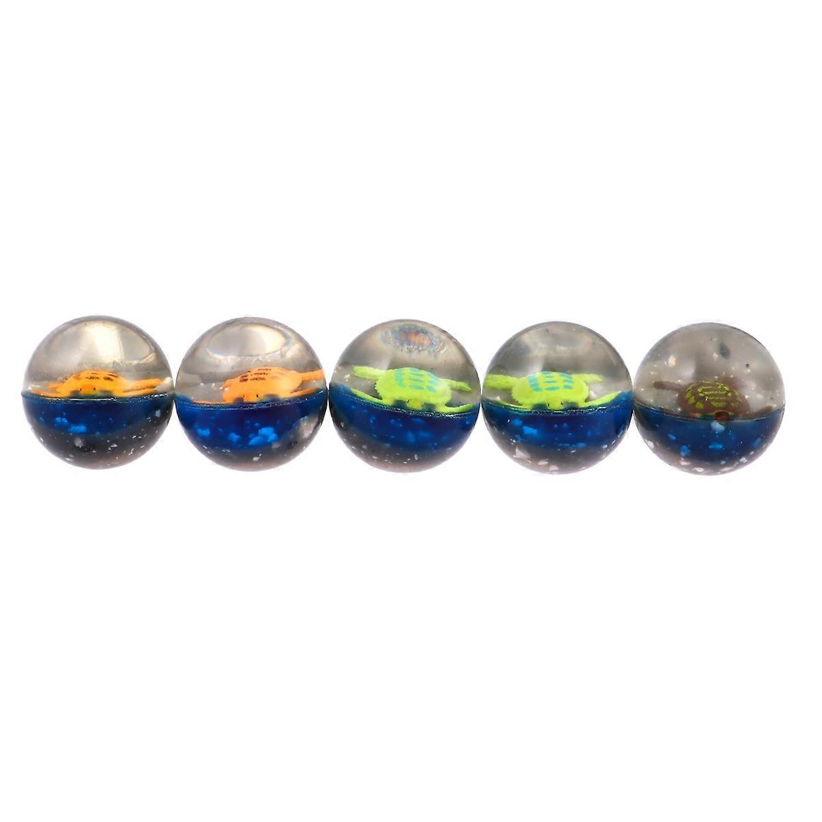 Transparent Ball Sea Turtle Designed Rubber Jumping Ball for Playing 5Pcs