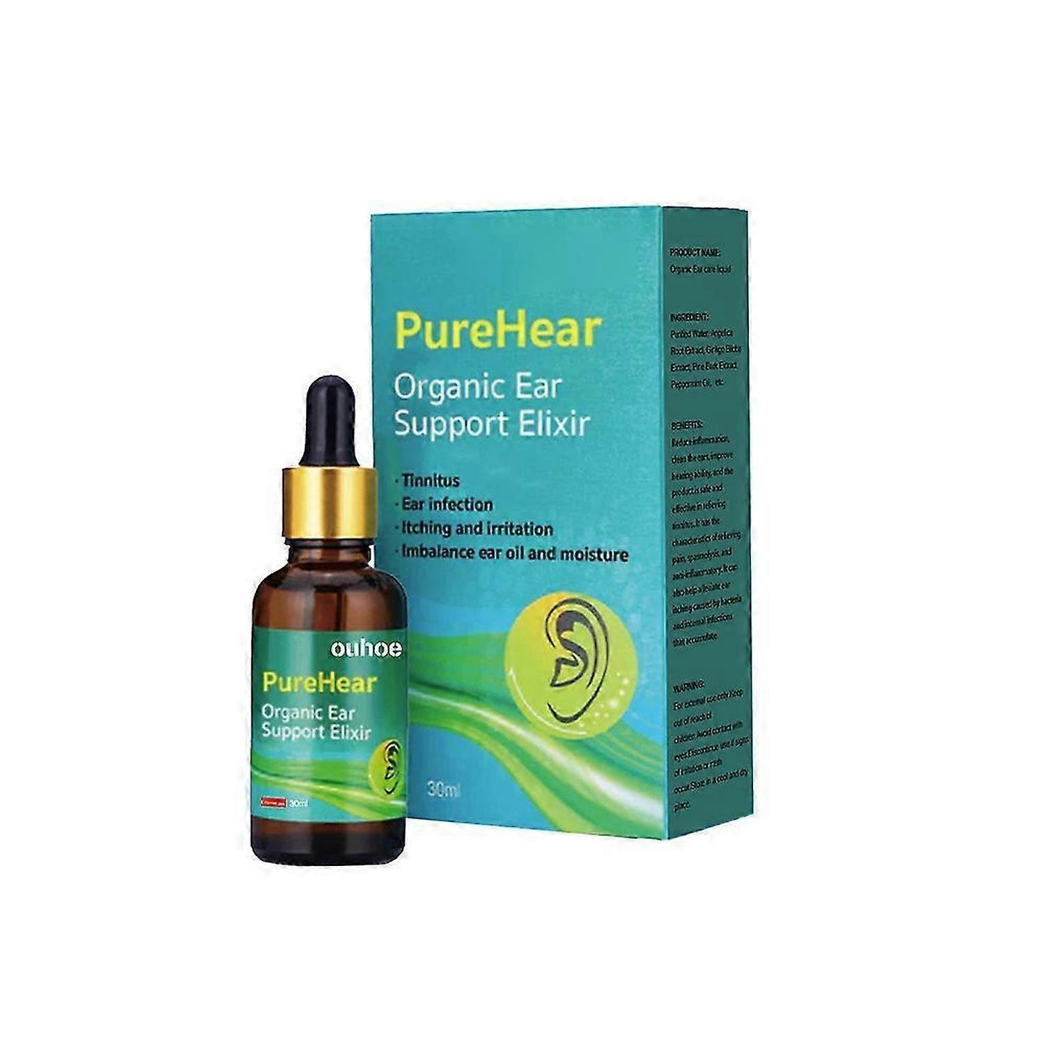 Purehear Organic Ear Support Elixir, produkty naturalne Organiczny olejek do uszu