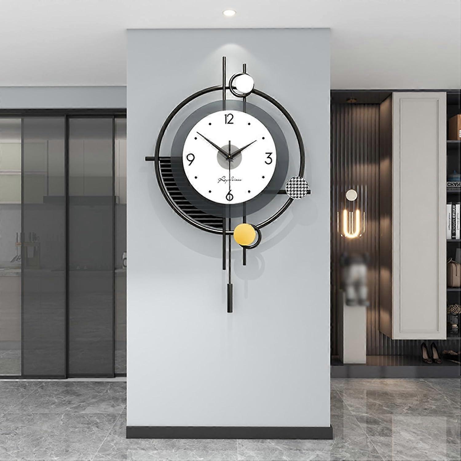 Style Decorative Wall Clock with Pendulum 3 Layer Dial Creative Clock