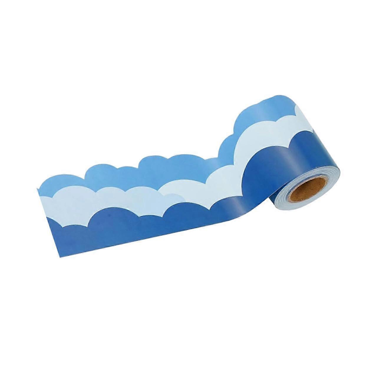 Cloud Pattern Chalkboard Border Sticker, Blue Sky Design, Bulletin Board Trim For Classroom And Office, Display Boards