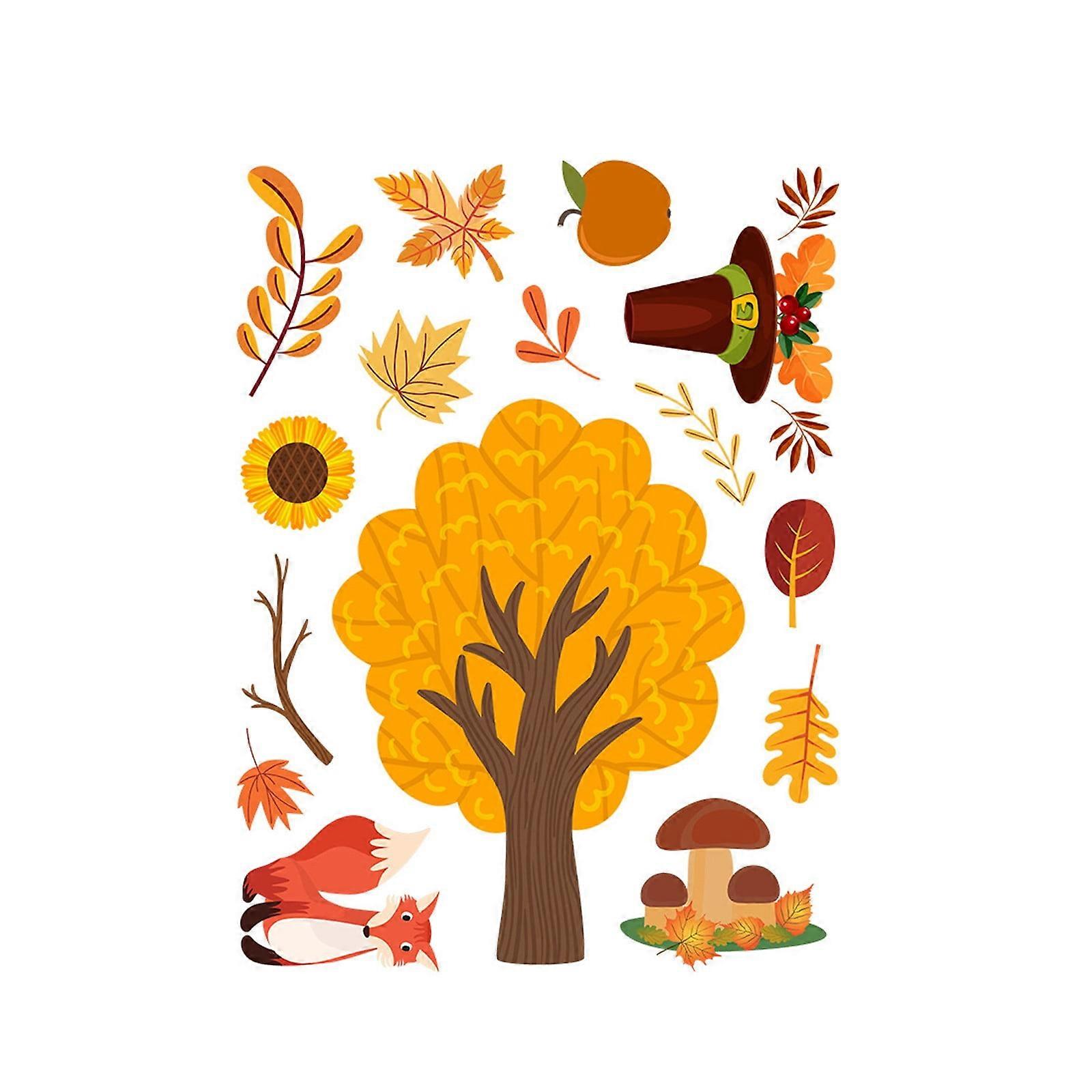 XUYAN Thanksgiving Autumn Maple Leaf Window Stickers Static Window Thanksgiving Party Scene Layout Stickers for Thanksgiving Water Bottles Luggage