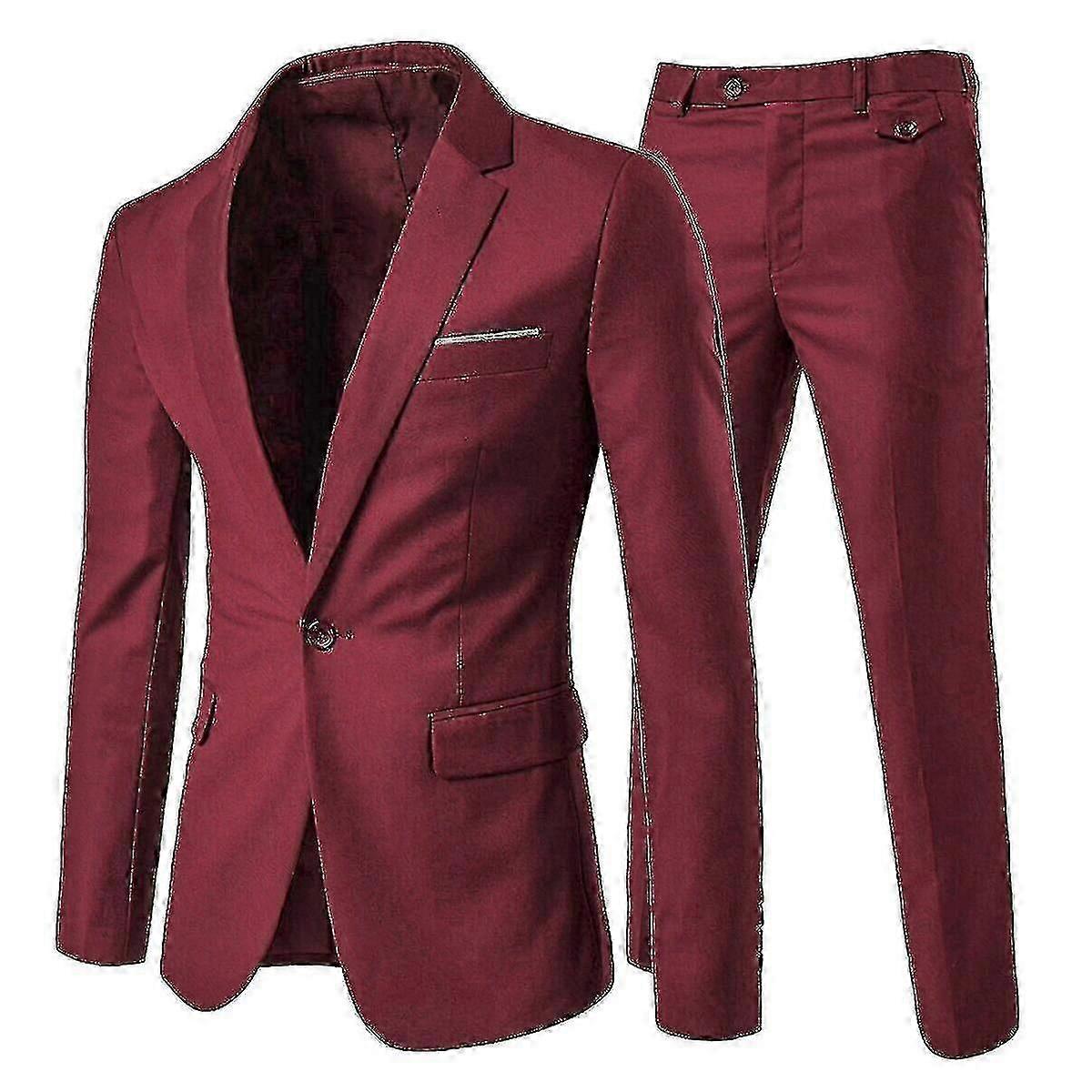 Allthemen גברים של 2 חלקים חליפה, Slim Fit צבע אחיד חתונה עסקית רשמית חליפה ז'קט ומכנסיים חדש 2024 באיכות גבוהה יוני 6.1 -CN