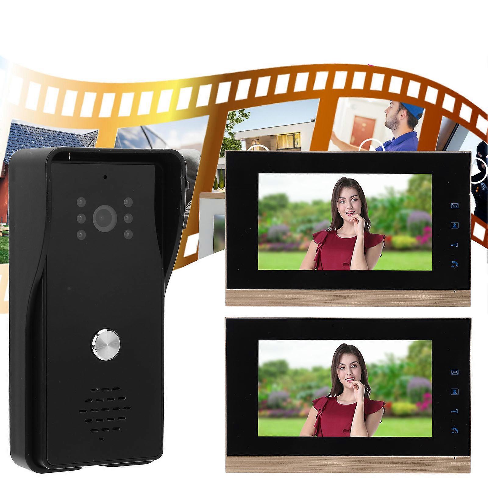 Wired Video Intercom System 7in Visual Intercom Doorbell System with Camera 6 Infrared Lights for Villa Home Apartment Office Touch Control Black 