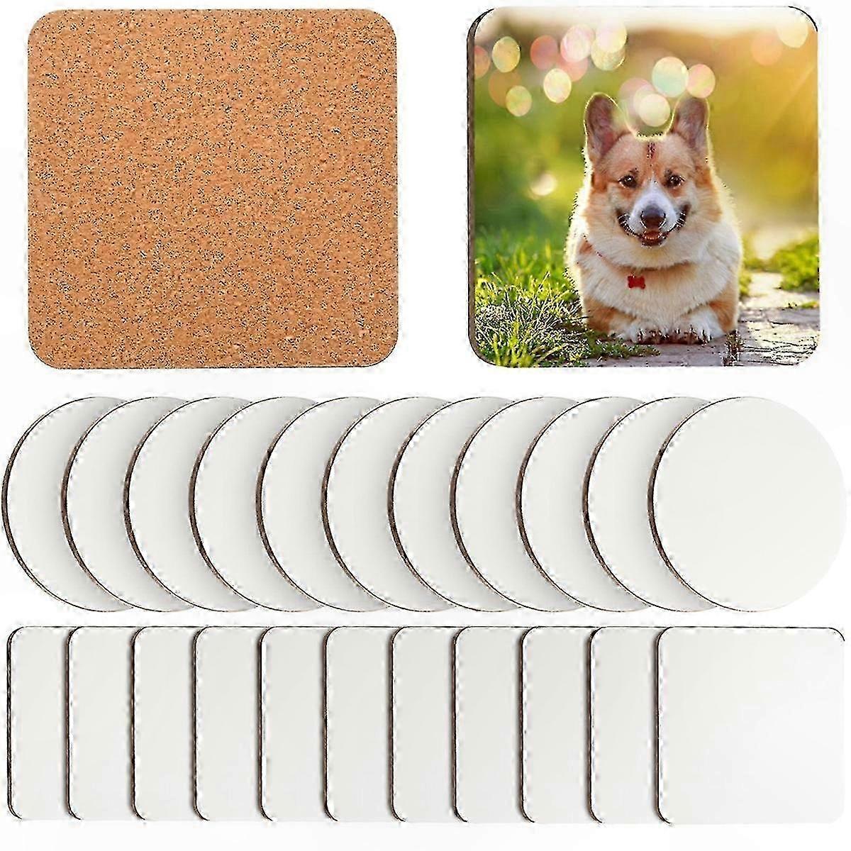 24 Pack 4x4 Inch MDF Coasters with Cork Backing for Sublimation and Crafting Projects
