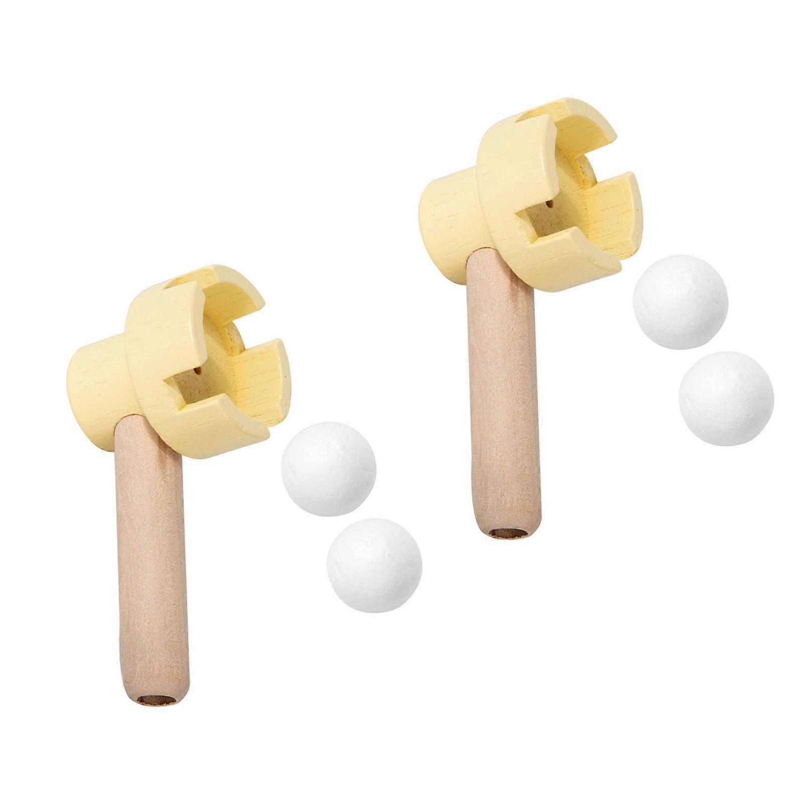 Vibrant Floating Ball Blowing Game With Sustainable Wood Construction Promotes Coordination And Group Interaction  Yellow