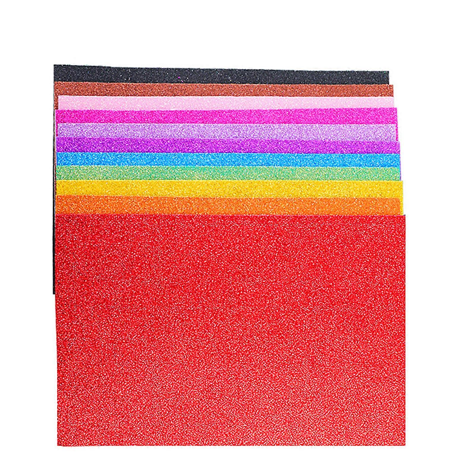 10Pcs Multicolored Sparkling Sponge Paper Assorted Colors 2mm Thickness Adhesive Foam Paper for Kid Student Art Craft Multicolor