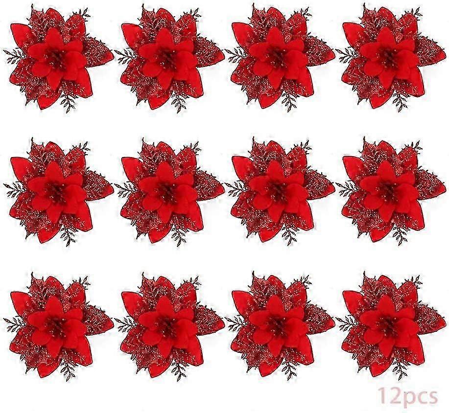 Säsongsbetonad julstjärnarrangemang - 12 st konstgjorda julblommor