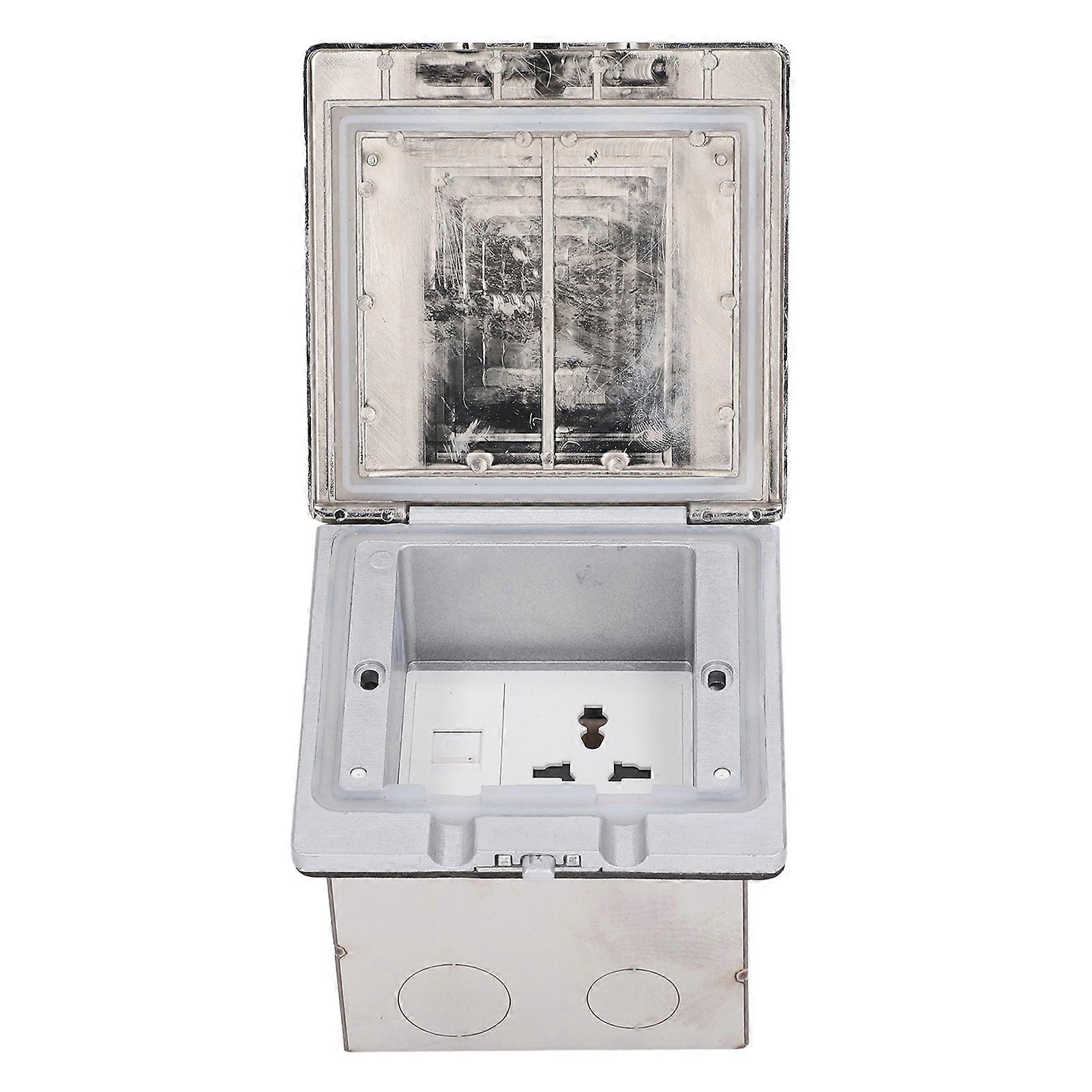 Floor Power Socket Zinc Alloy PC Open Type Waterproof Concealed Power Socket Silver AC250V