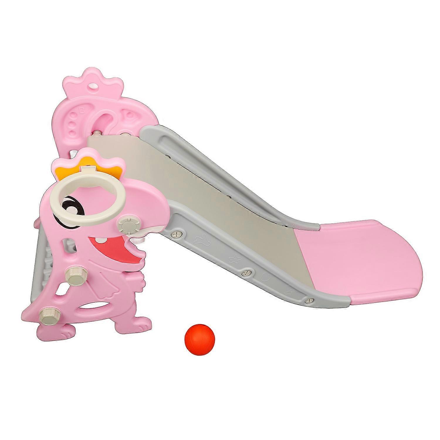 Toddler Indoor Slide for Age 1 To 8 Years Old Dinosaur Shape Non Slip Stairs Kids Slide with Basketb