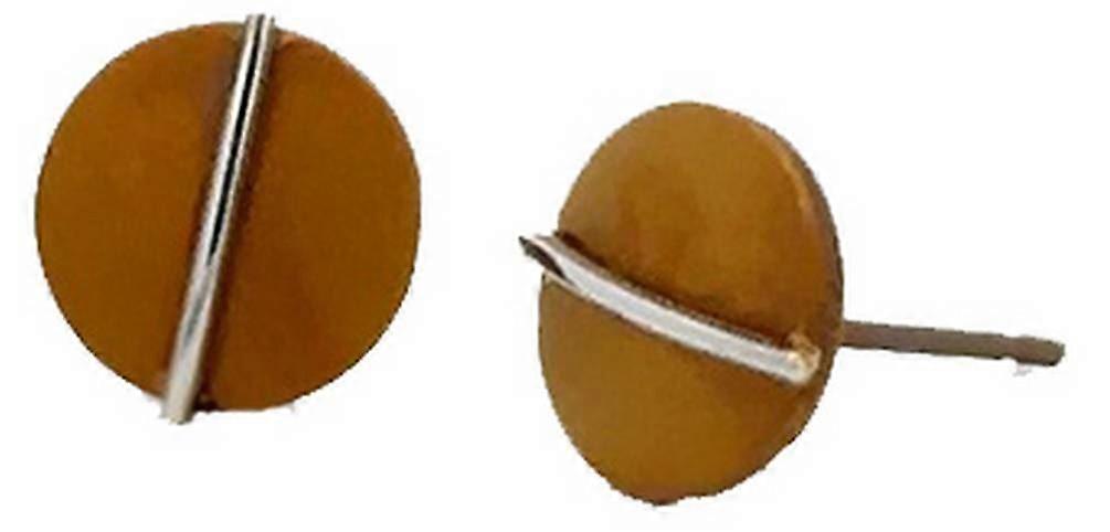 Ti2 Titanium Jungle Round Stud Earrings - Tan