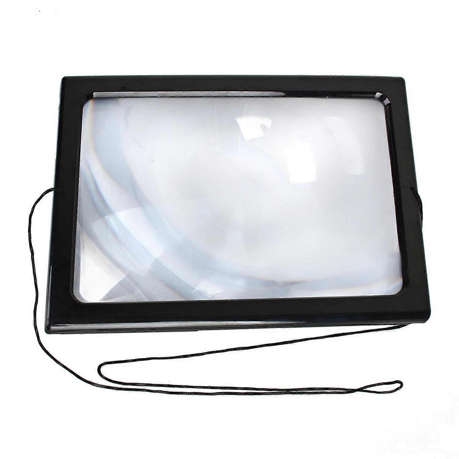 Large A4 Page Hands Free 3x Magnifying Glass W/ Light LED Magnifier Reading Gdel