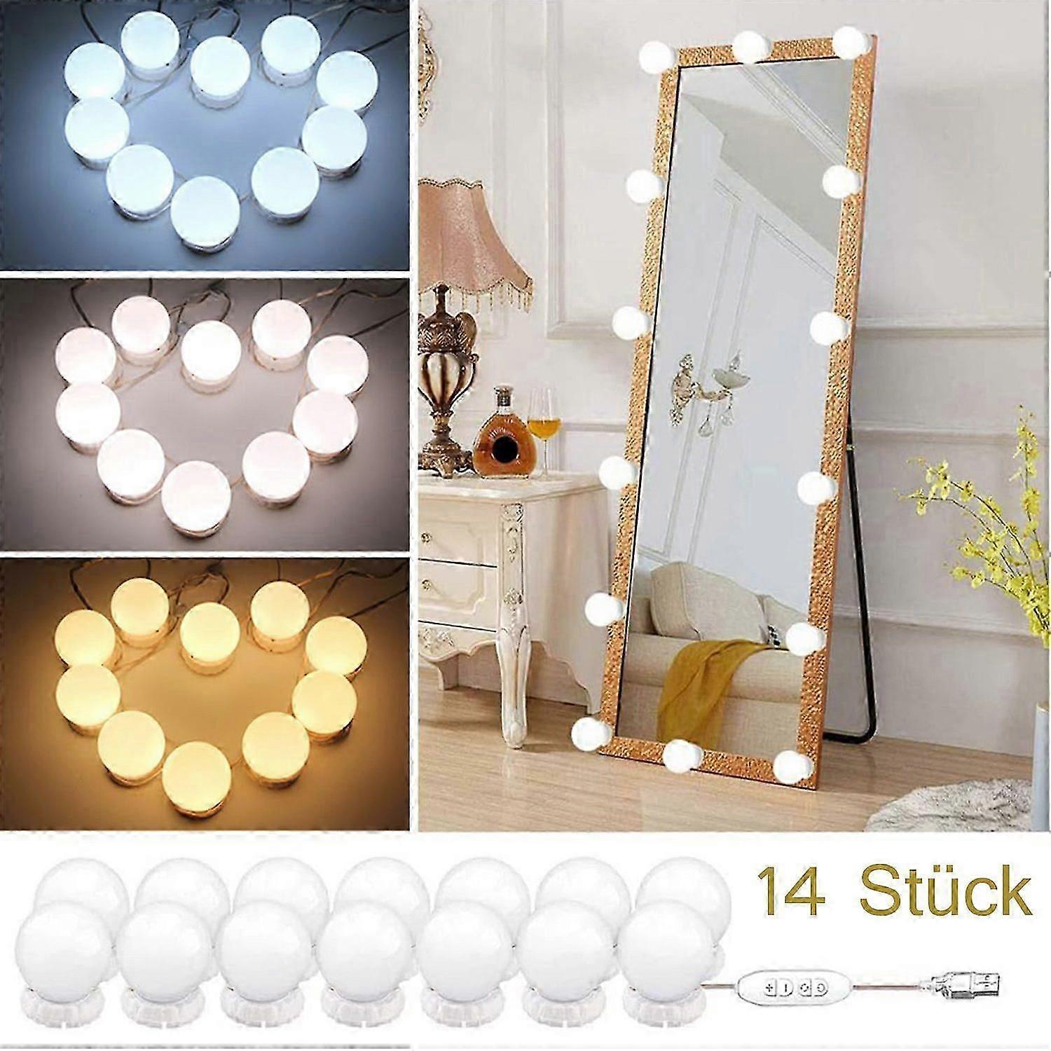 LED mirror light, 14 dimmable make-up light, 3 color modes, 10 brightnesses, elegant design