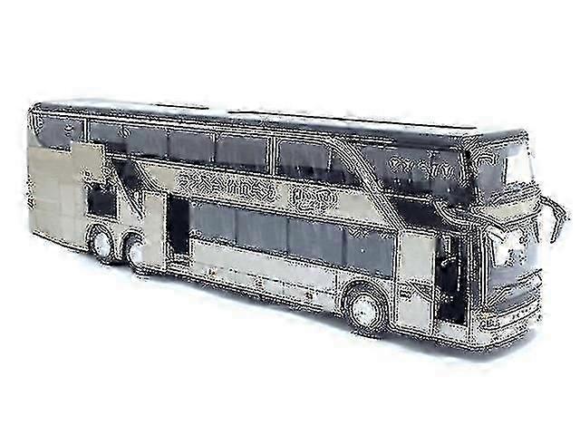 Alloy Pull Back Toy Bus Model Realistic Double Decker Sightseeing Vehicle Gold