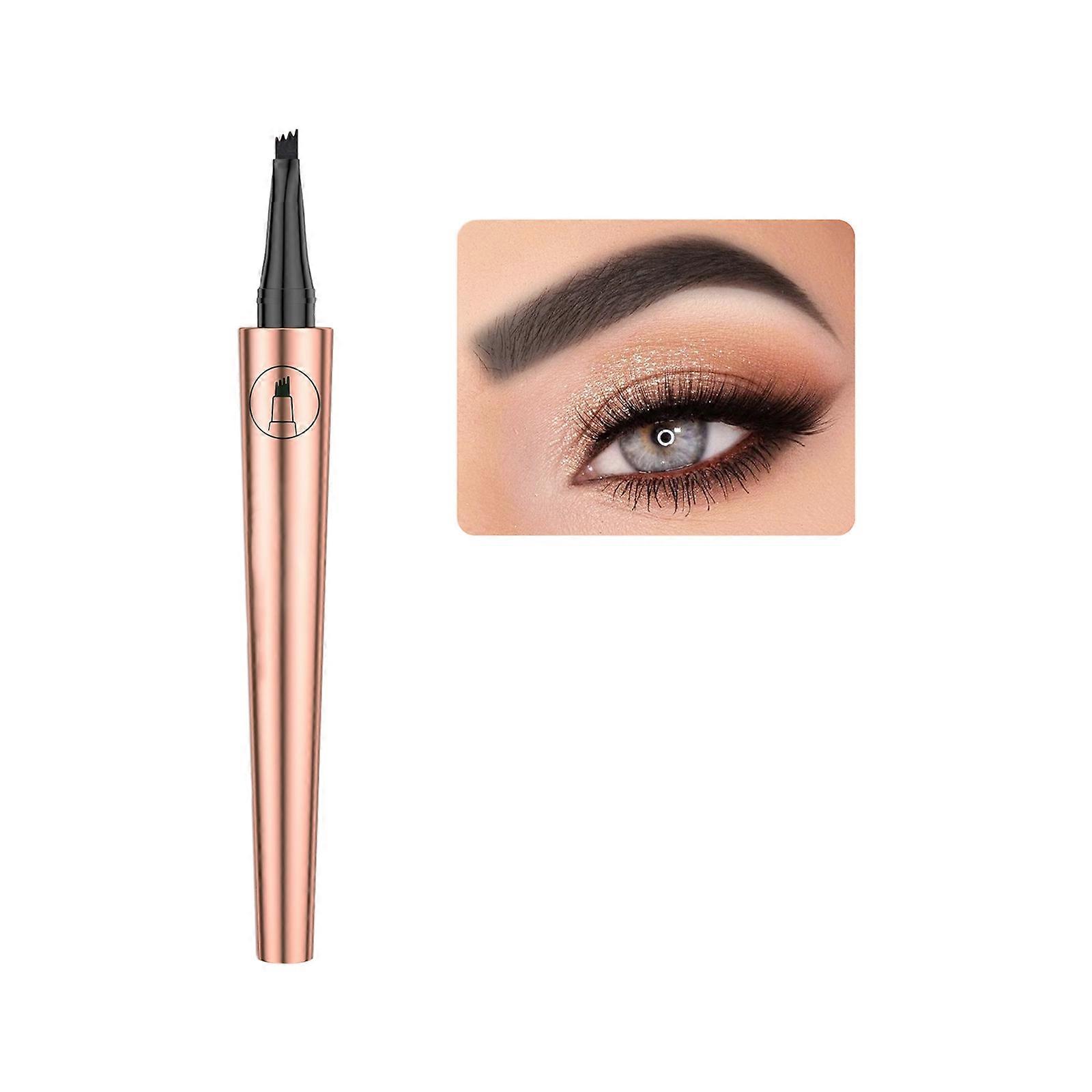 Waterproof Liquid Eyebrow Pen 4 Prong Tip For Microblading Effect Sweat Resistant Longwear Easy Control Plastic Body Multicolor