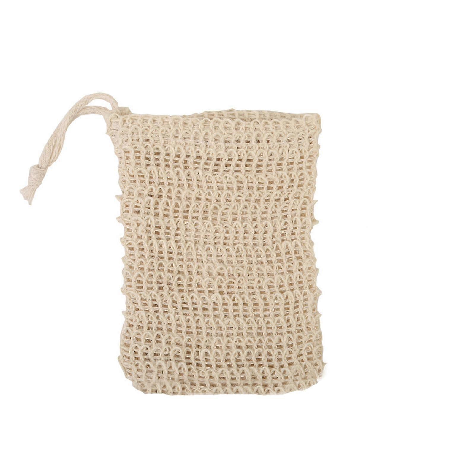 Sisal Soap Saver Bag Exfoliating Mesh Pouch with Drawstring for Bath Shower, 5 Pack