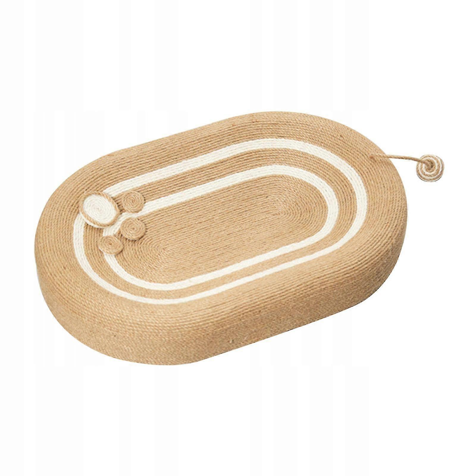 Oval Cat Scratch Pad Durable Sisal Inner Khaki