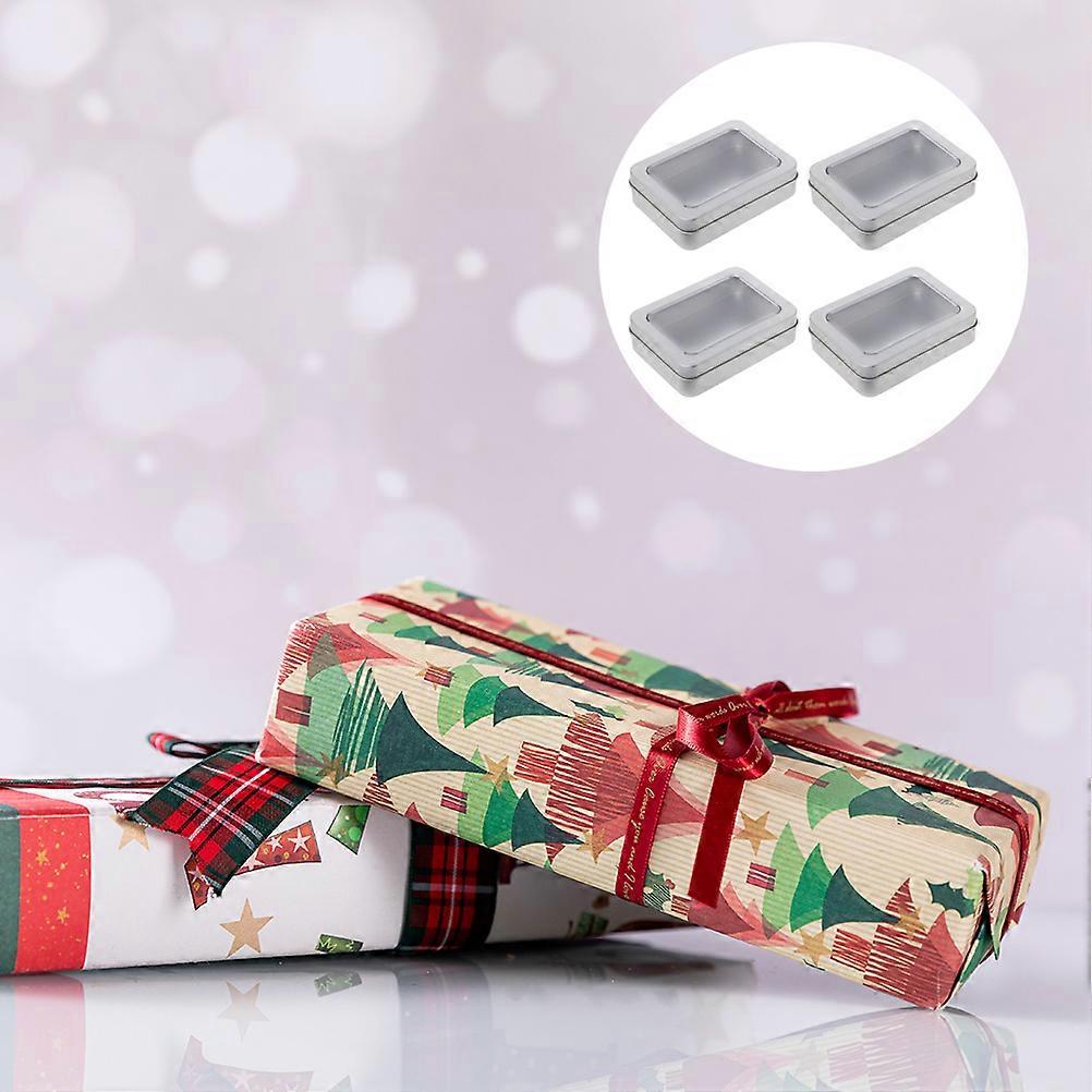 Tinplate USB Flash Drive Storage Case Organizer for Storage 4Pcs Silver Color