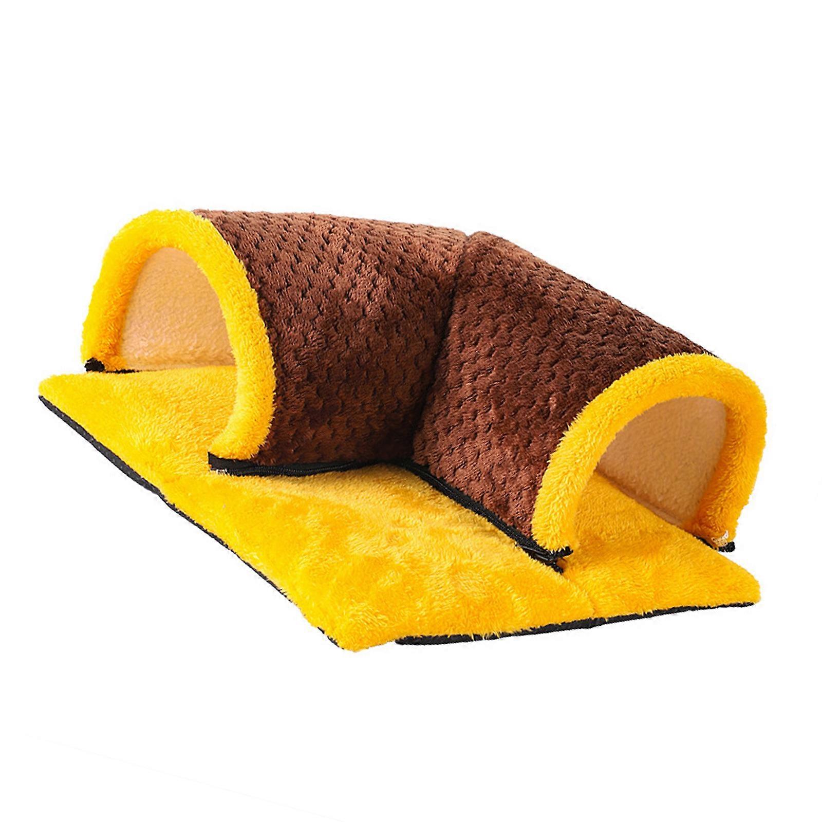 Comfortable Plush Resting Bed Plush Enclosed Cats Nests Warm Cats Hideaways Suitable for Home or Cage Use  Yellow