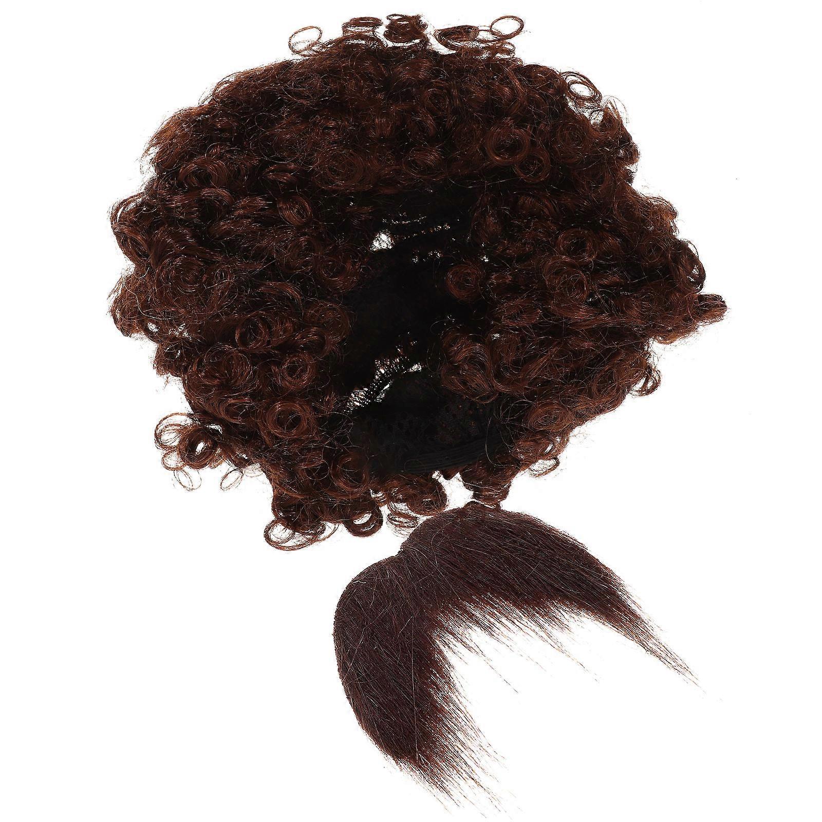 Brown Afro Wig and Beard Set for Decoration 1Set Artificial Costume Accessory
