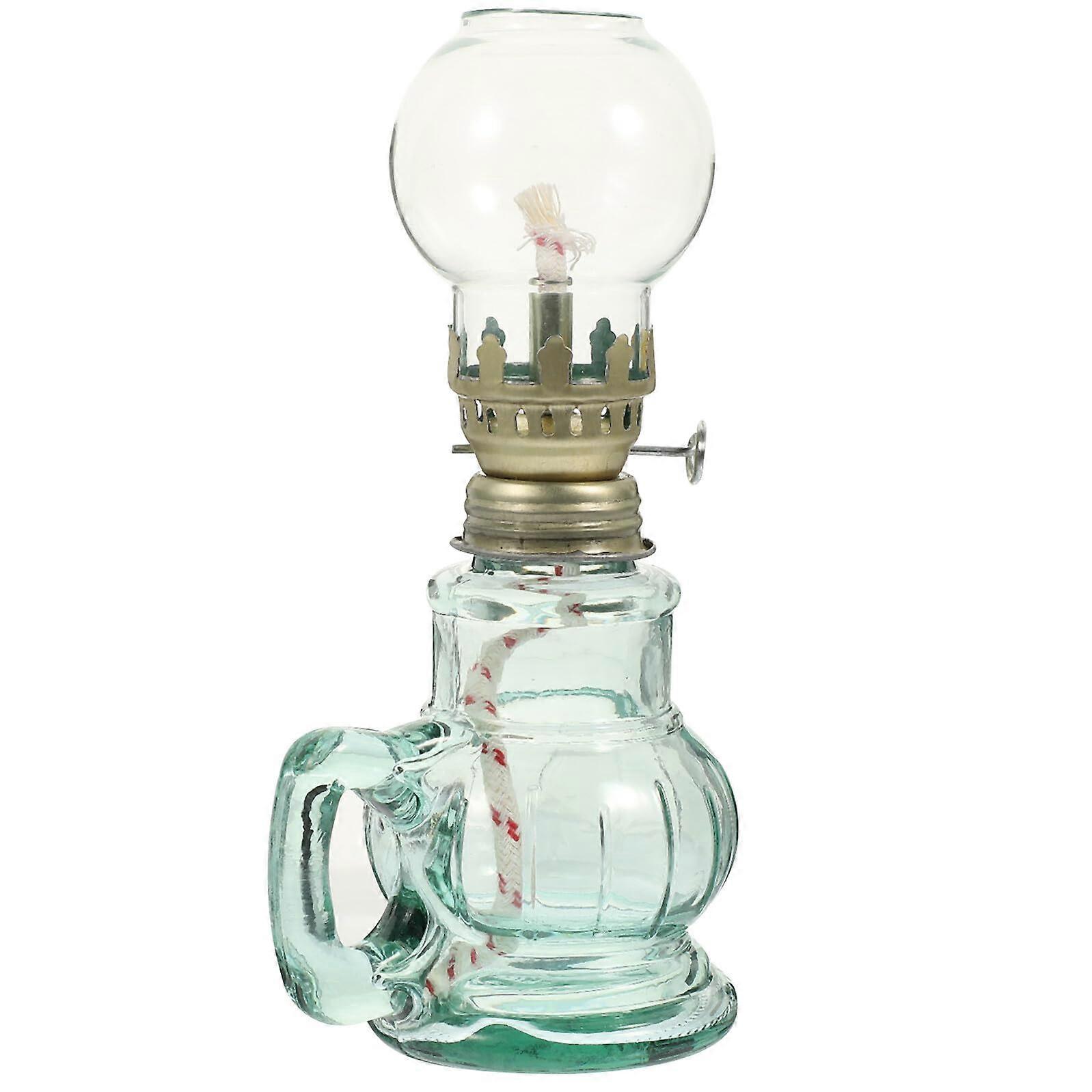 Vintage Kerosene Lamp Retro Oil Lantern with Windproof Glass for Indoor Decoration and Emergency Lighting