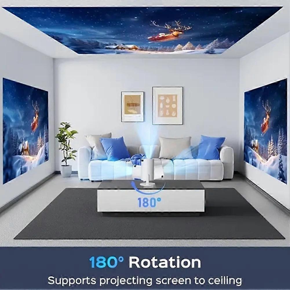 Portable Mini Projector 720P Projector with Auto Vertical Keystone 180 Rotation Support Mobile Phone Same Screen US PLUG