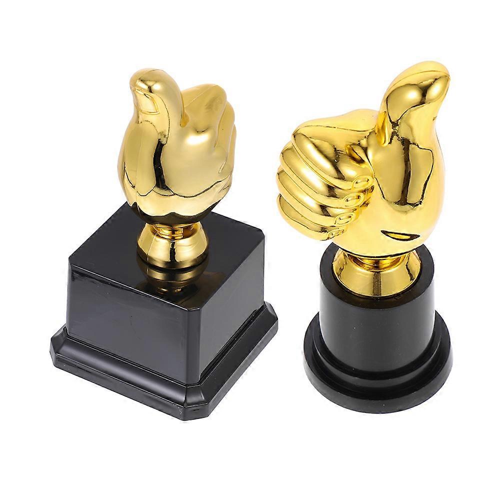 Golden Plastic Thumb Trophy Award for Decoration 2Pcs Trophy Model Set