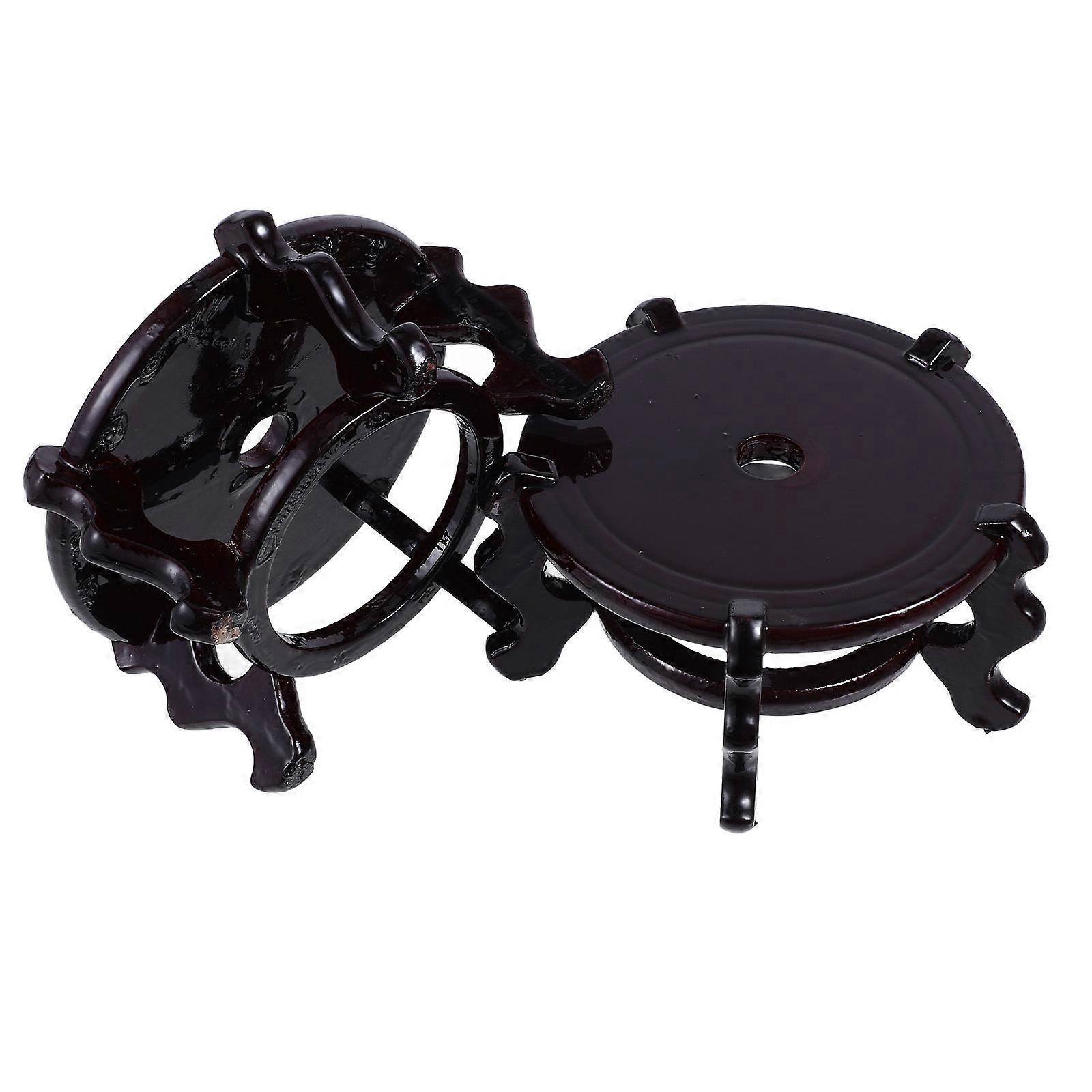 Round Wood Riser Flower Pot Stand for Stable Plant Display 2Pcs