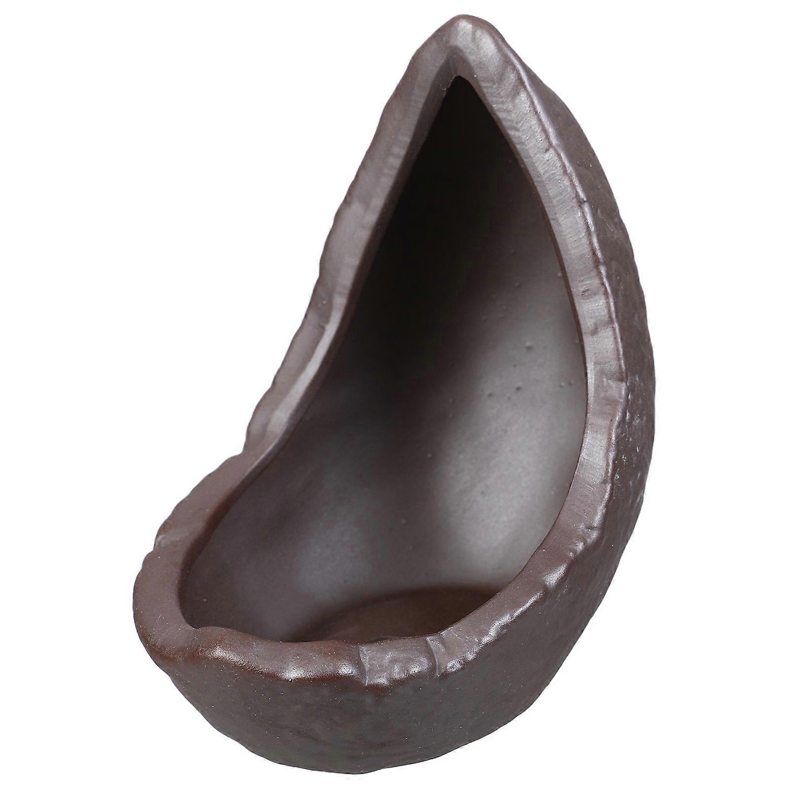 5Pcs Brown Moon Shaped Ceramic Succulent Planters for Indoor Bonsai