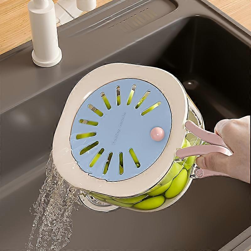 2-Layer Kitchen Colander and Fruit Strainer with Lid, Multifunctional Fruit and Vegetable Washing Bowl with Handle, Food Drainer