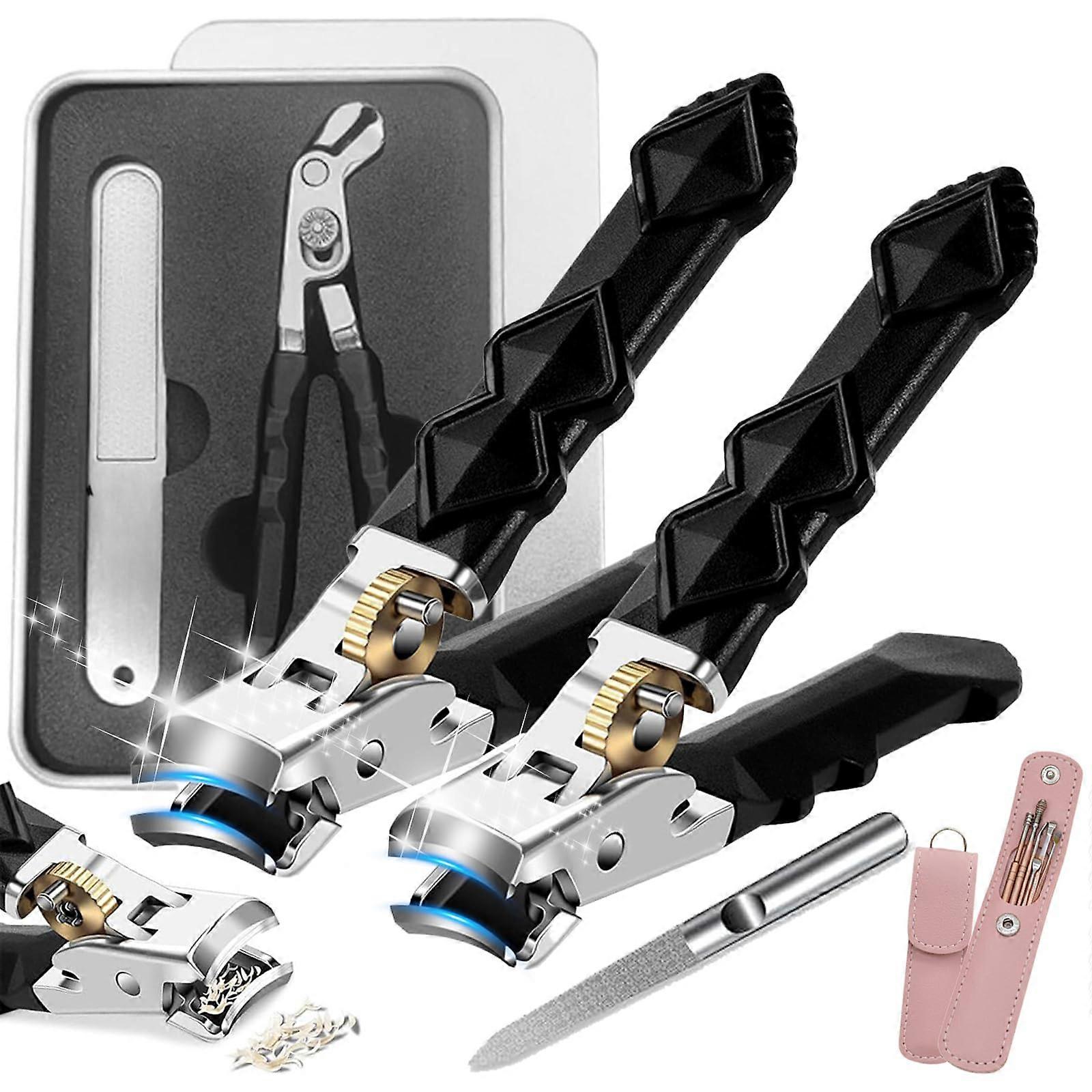 Toenail Clippers for Thick and Hard Nails with WideMouth Precision Cutting and Dual Blade Set for Seniors
