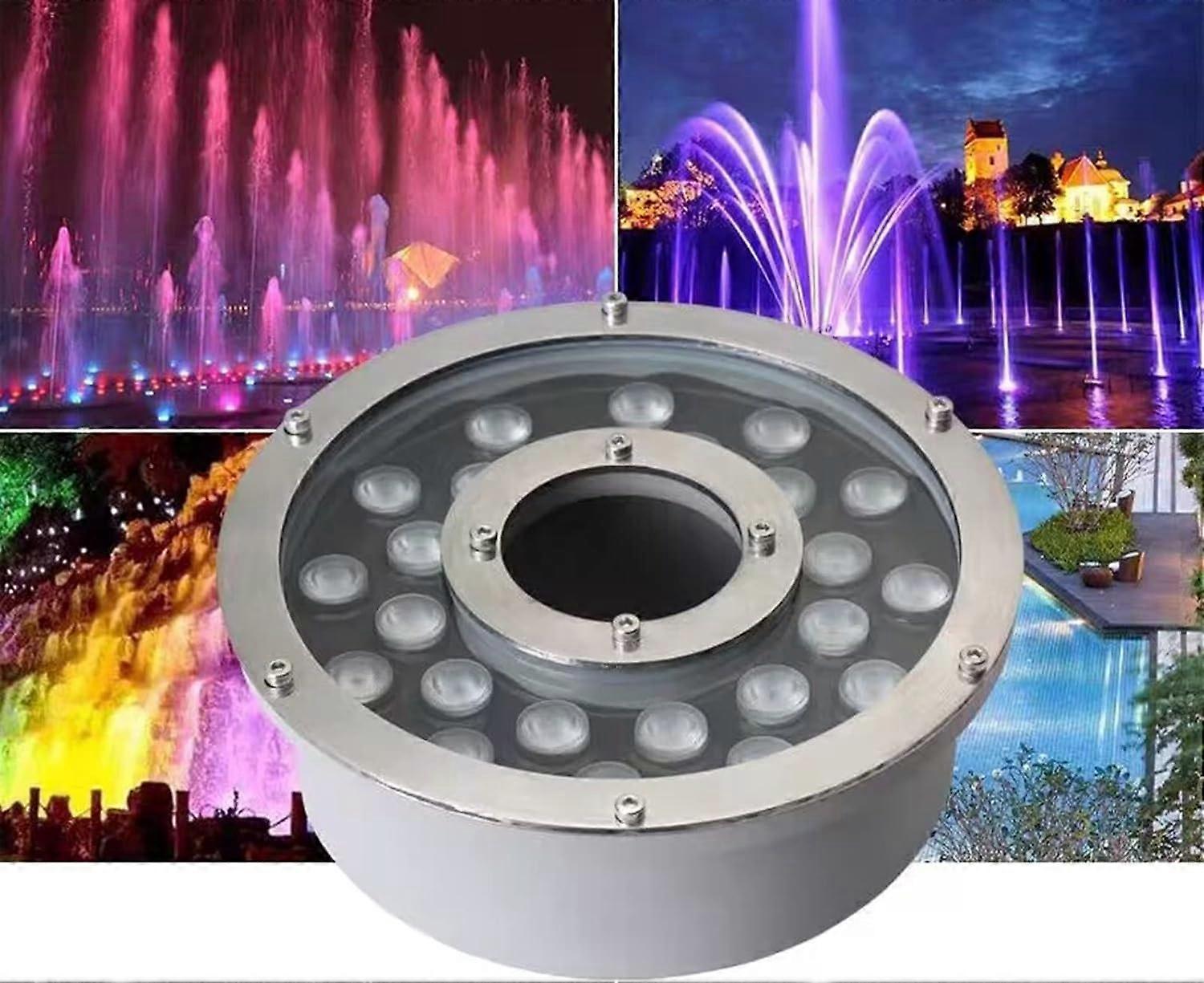 Underwater LED Pool Light IP68 Waterproof 304 Stainless Steel Fountain Ring with Remote Control